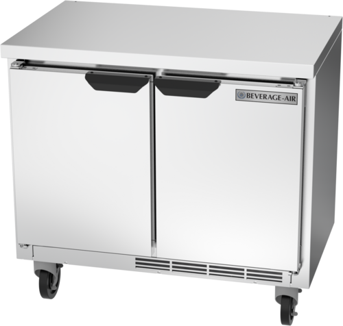 Beverage Air WTR34HC-FLT Worktop Refrigerator Two Section 34 Inch 5.96 Cu Ft Stainless Steel Made in USA