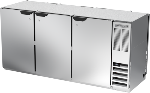 Beverage Air BB72HC-1-PT-S Refrigerated Back Bar Pass-Thru Storage Cabinet 72 Inch Three Section 22 Cu Ft Capacity