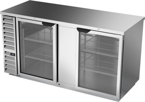 Beverage Air BB68HC-1-FG-S Refrigerated Back Bar Storage Cabinet 69 inch Two Section Stainless Steel 25.93 cu ft