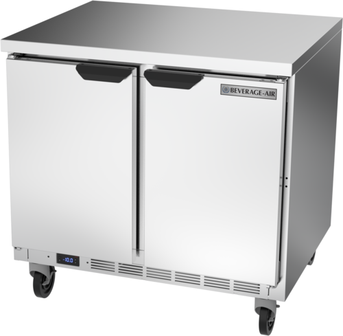 Beverage Air WTF36AHC-FLT Worktop Freezer Two Section 36 Inch 8.69 cu ft Solid Doors Stainless Steel