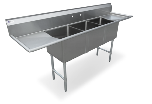 Steel Works SWS3C162012-24LR-318 Sink, (3) Three Compartment