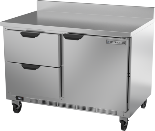 Beverage Air WTRD48AHC2FIP Worktop Refrigerator 48 inch Two Section Stainless Steel with Drawers and Shelves