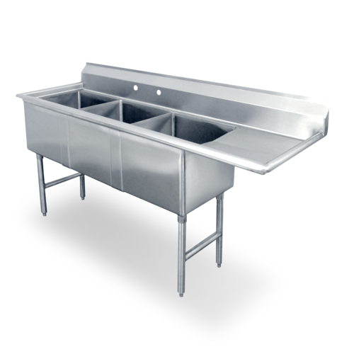 Steel Works SWS3C162012-24R-318 Sink, (3) Three Compartment