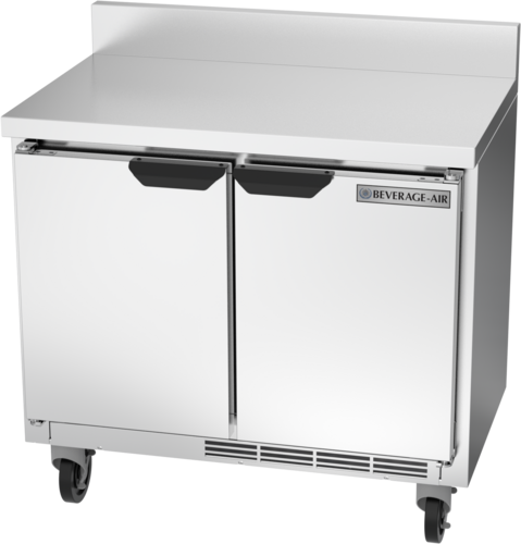 Beverage Air WTR34HC-FIP Worktop Refrigerator Two Section 34 Inch 5.96 Cu Ft Stainless Steel Made in USA