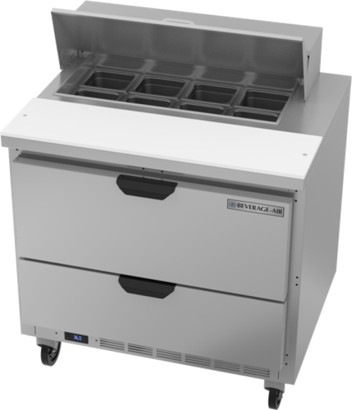 Beverage Air SPED36HC-08-2 Sandwich Top Refrigerated Counter 36 inch One Section 10 cu ft Stainless Steel