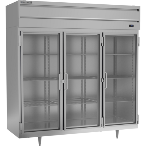 Beverage Air PR3HC-1BG P-Series Refrigerator Reach-In Three-Section 68.34 cu ft Glass Doors Adjustable Shelves