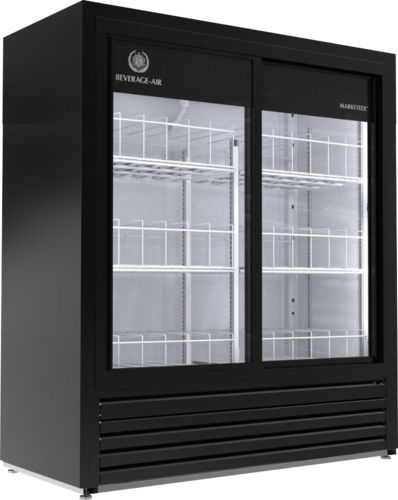 Beverage Air MT41-54-1-SDB Marketeer Series Refrigerated Merchandiser Two Section Sliding Glass Doors 19.5 Cu Ft Capacity