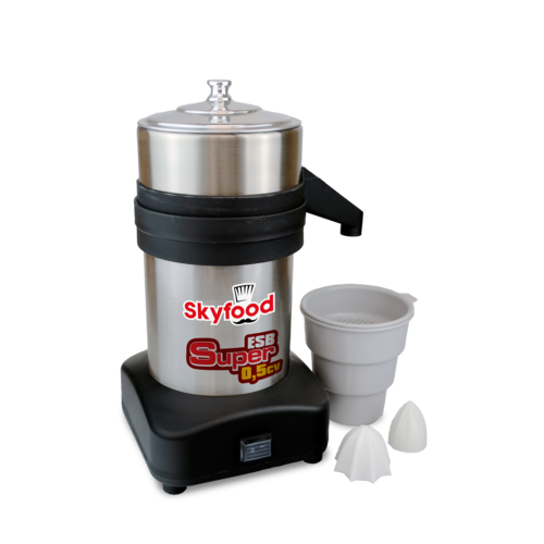 Skyfood Equipment ESBS SUPER Electric Citrus Juice Extractor 34oz Capacity Polished Aluminum and Stainless Steel Countertop Model