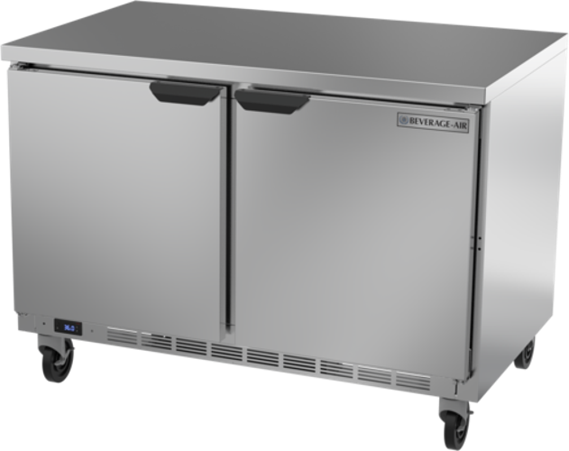 Beverage Air WTR48AHC-FLT Worktop Refrigerator 48 inch Two Section 11.82 cu ft Solid Doors Stainless Steel