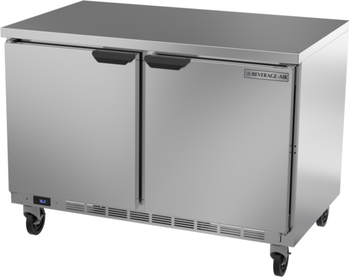 Beverage Air WTR48AHC-FLT Worktop Refrigerator 48 inch Two Section 11.82 cu ft Solid Doors Stainless Steel