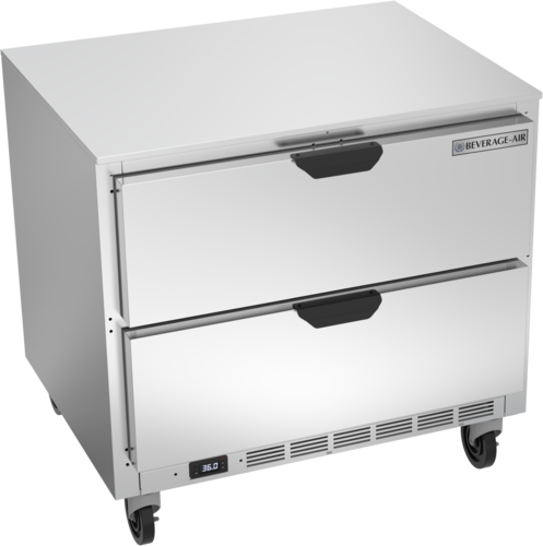Beverage Air UCRD36AHC-2 Undercounter Refrigerator 36 inch Wide 8.5 cu ft with Two Drawers and Stainless Steel Exterior