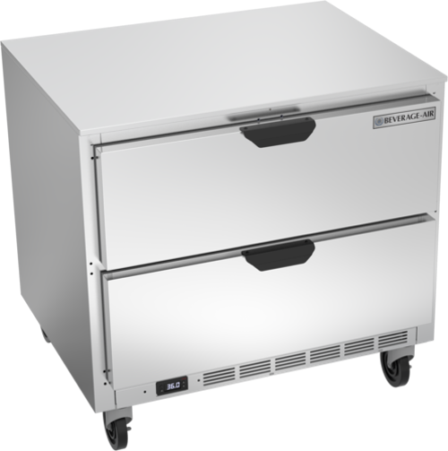 Beverage Air UCRD36AHC-2 Undercounter Refrigerator 36 inch Wide 8.5 cu ft with Two Drawers and Stainless Steel Exterior