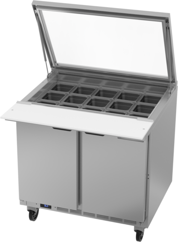 Beverage Air SPE36HC-15M-STL Mega Top Refrigerated Counter with See Thru Lids 36 Inch Two Section 10 Cu Ft