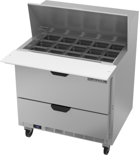 Beverage Air SPED36HC-15M-2 Mega Top Refrigerated Counter 36 inch One Section Stainless Steel 10 cu ft