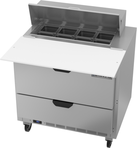 Beverage Air SPED36HC-08C-2 Sandwich Top Refrigerated Counter 36 inch One Section 10 cu ft Stainless Steel