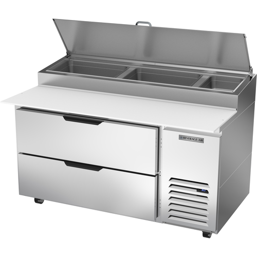 Beverage Air DPD60HC-2 Pizza Top Refrigerated Counter 60 inch One Section 17.8 cu ft Stainless Steel Drawers