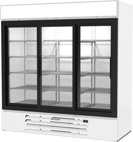 Beverage Air MMR66HC-1-W MarketMax Refrigerated Merchandiser Three Section Sliding Glass Doors 70 Cu Ft Capacity