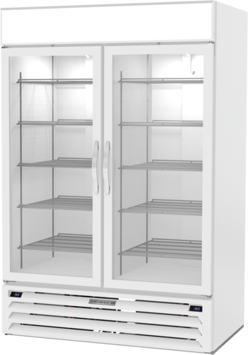 Beverage Air MMRF49HC-1-A-WW MarketMax DUAL TEMP Merchandiser Reach In Two Section Glass Doors 21 Cu Ft Capacity