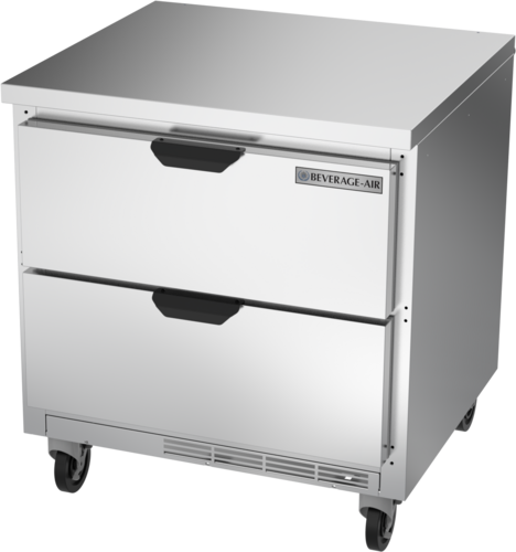 Beverage Air WTRD32AHC2FLT Worktop Refrigerator 32W 72 cu ft Stainless Steel Top with Drawers