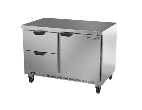 Beverage Air WTRD48AHC-2-FLT Worktop Refrigerator Two Section 48 Inch Stainless Steel with Drawers and Door