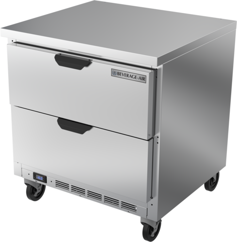 Beverage Air WTFD32AHC2FLT Worktop Freezer 32 inch 72 cu ft Stainless Steel Top with Drawers and Automatic Defrost