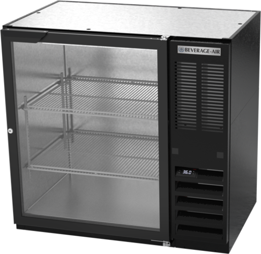 Beverage Air BB36HC1FGB Refrigerated Food Rated Back Bar Storage Cabinet 36W 34H 8.36 cu ft Glass Door