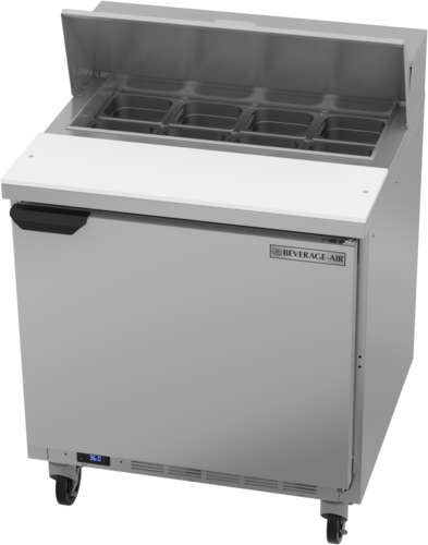 Beverage Air SPE32HC-08 Sandwich Top Refrigerated Counter 32 inch One Section 8 cu ft Solid Door Stainless Steel