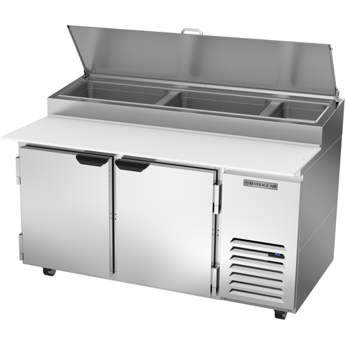 Beverage Air DP60HC Pizza Top Refrigerated Counter 60 inch Two Section 17.8 cu ft Stainless Steel