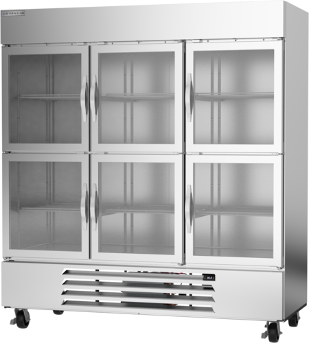 Beverage Air HBR72HC-1-HG Horizon Series Refrigerator Three Section 70.19 cu ft Capacity with Glass Doors and Shelves