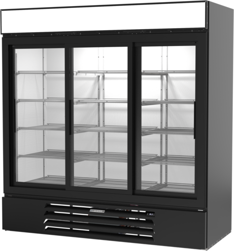 Beverage Air MMR66HC-1-B MarketMax Refrigerated Merchandiser Three Section Sliding Glass Doors 70 Cu Ft Capacity