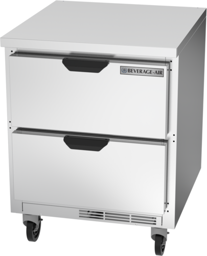 Beverage Air WTRD27AHC-2-FLT Worktop Refrigerator One Section 27 Inch Stainless Steel with Drawers 6.13 Cu Ft