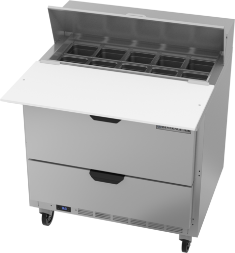 Beverage Air SPED36HC-10C-2 Sandwich Top Refrigerated Counter 36 inch One Section Stainless Steel 10 cu ft