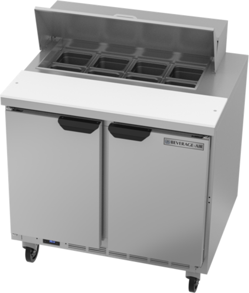 Beverage Air SPE36HC-08 Sandwich Top Refrigerated Counter 36 Inch Two Section Stainless Steel 10 Cu Ft