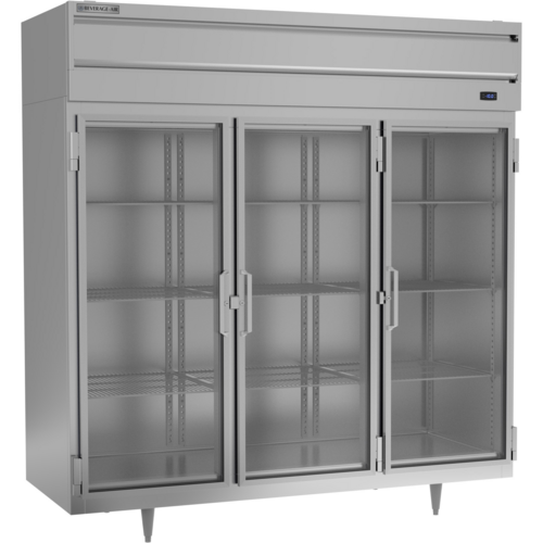 Beverage Air PF3HC-1BG Freezer Reach-In Three-Section 68.34 cu ft Glass Doors Adjustable Shelves LED Lighting