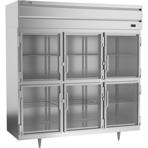 Beverage Air PF3HC-1BHG Freezer Reach-In Three-Section 68.34 cu ft Glass Half Doors Adjustable Shelves LED Lighting