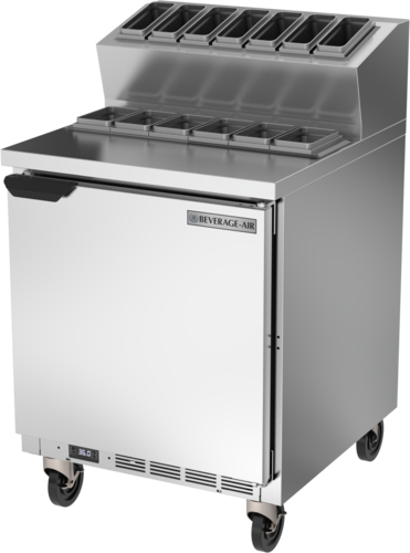 Beverage Air TPE27HC-6P-7R Topping Prep Table 27 inch One Section Stainless Steel Refrigerated Storage