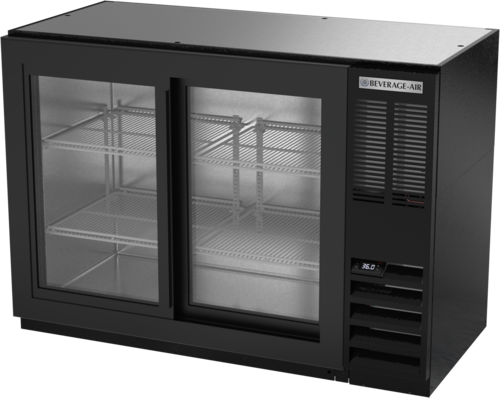 Beverage Air BB48HC1FGS-B Refrigerated Food Rated Back Bar Storage Cabinet 48W 34H 124 cu ft with Glass Doors