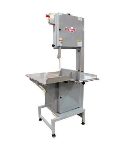 Skyfood Equipment SKGE Heavy-Duty Meat and Bone Saw Floor Model with 124 Inch Blade Stainless Steel Construction 2 HP Motor 230V Adjustable Guides