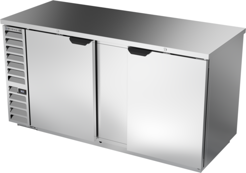 Beverage Air BB68HC-1-F-S Refrigerated Back Bar Storage Cabinet 69 inch Two Section 25.93 cu ft Stainless Steel