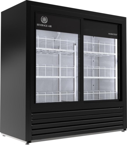 Beverage Air MT41-48-1-SDB Marketeer Series Refrigerated Merchandiser Two Section Sliding Glass Doors 16.4 Cu Ft Capacity