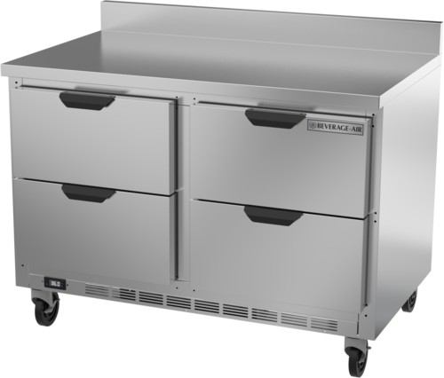 Beverage Air WTRD48AHC-4-FIP Worktop Refrigerator Two Section 48 Inch Stainless Steel with Four Drawers