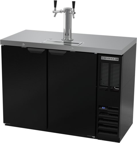 Beverage Air DD48HC-1-B Draft Beer Cooler 48in Wide 12.4 cu ft Dual Faucet Column Black Stainless Steel