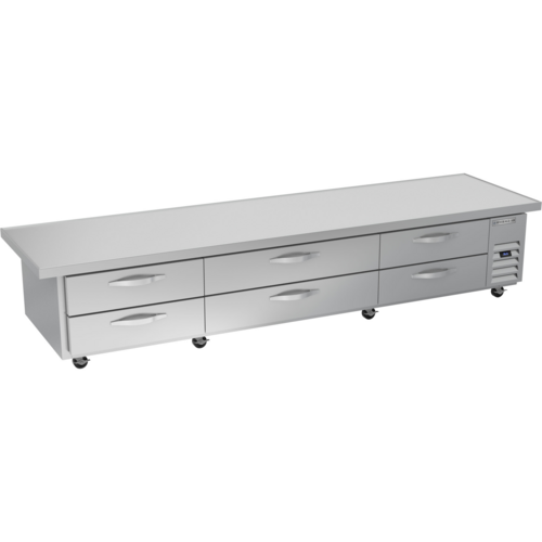 Beverage Air WTRCS112HC-120 Worktop Cook Stand Refrigerator Three Section 120W Stainless Steel with Drawers