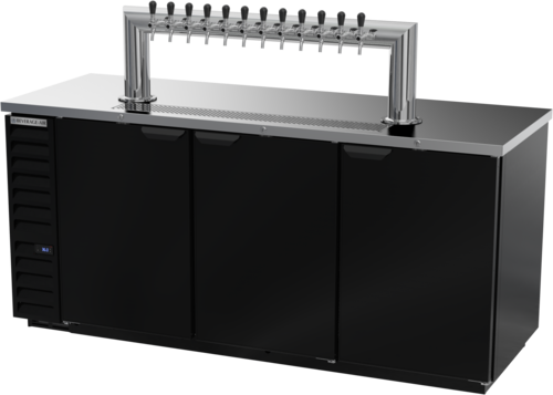 Beverage Air DD78HC1B12T Draft Beer Cooler 79W 28D 33 cu ft 3 Doors 4 Keg Capacity Black Stainless Steel