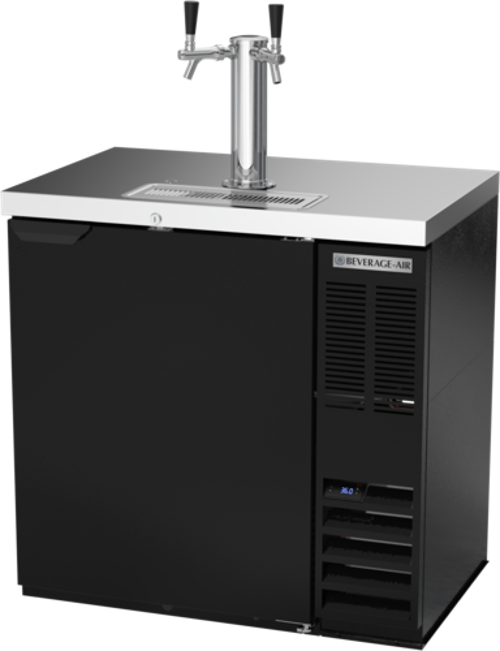 Beverage Air DD36HC-1-B Draft Beer Cooler 36W 51H 8.31 cu ft 1 Door 1/2 Keg Capacity Black Stainless Steel
