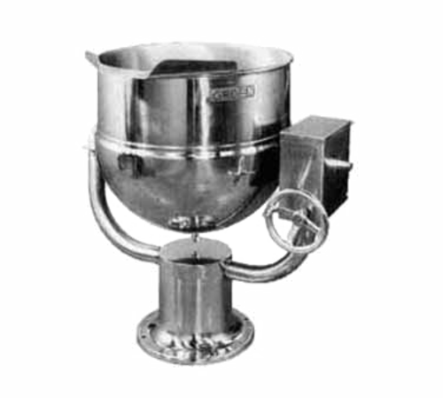 Groen D-40 Tilting Kettle Direct Steam 40 Gallon Crank Tilt 2/3 Jacket 316 Stainless Steel Pedestal Base