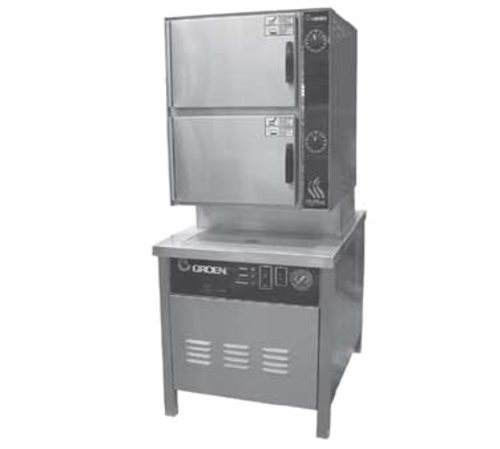 Groen HY-10SG-36 HyPlus Pressureless Steamer Gas 2 Compartment 36 Inch Cabinet Base Stainless Steel Construction