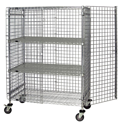 Quantum Food Service M2160-69SEC-2 Mobile Security Unit 60W x 21D x 69H Chrome Plated NSF Shelving System