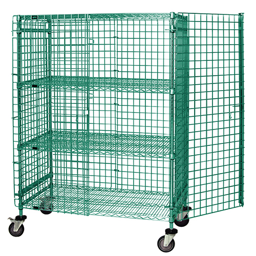 Quantum Food Service M2136-69SECP-2 Mobile Security Unit 36W x 21D x 69H Green Epoxy Antimicrobial Finish NSF