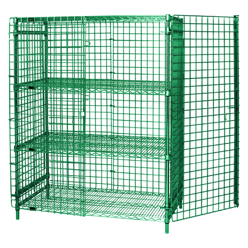Quantum Food Service 2136-63SECP-2 Security Unit Stationary 36W x 21D x 63H Green Epoxy Antimicrobial Finish NSF